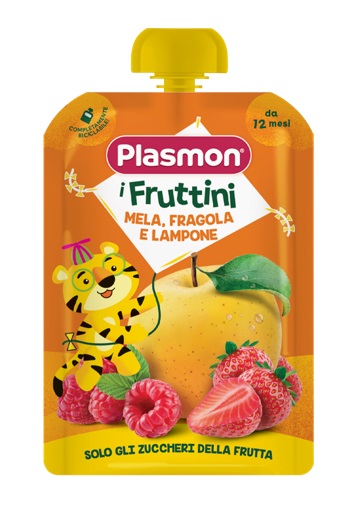PLASMON I FRUTTINI MELA FRAGOLA E LAMPONE 130 G - Farmafamily.it