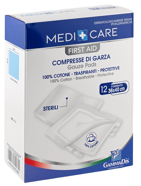 GARZA MEDICARE COTONE 36X40 CM 12 PEZZI - Farmafamily.it