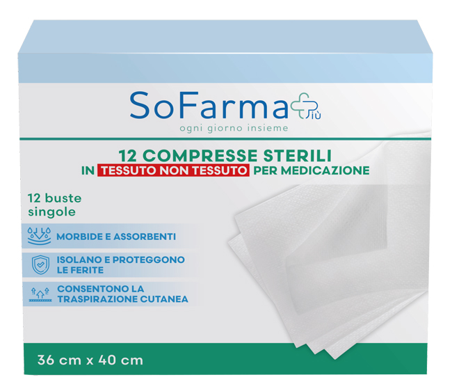 GARZA COMPRESSA IN TNT 36X40 CM 12 PEZZI SOFARMAPIU' - Farmafamily.it
