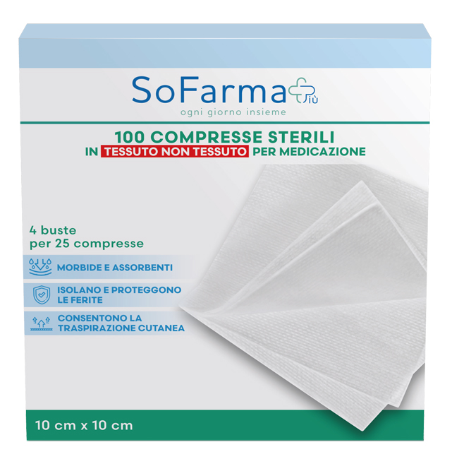 GARZA COMPRESSA IN TNT 10X10 CM 25 PEZZI SOFARMAPIU' - Farmafamily.it