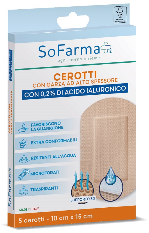 CEROTTO CICATRIZZANTE 10X15 CM 5 PEZZI SOFARMAPIU' - Farmafamily.it