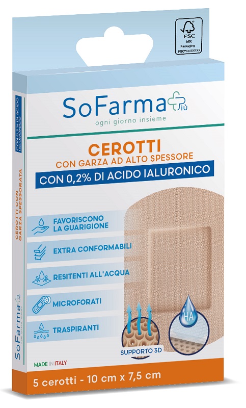 CEROTTO CICATRIZZANTE 10X7,5 CM 5 PEZZI SOFARMAPIU' - Farmafamily.it
