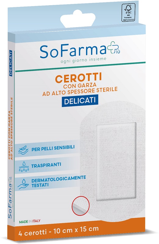 CEROTTO DELICATO 10X15 CM 4 PEZZI SOFARMAPIU' - Farmafamily.it