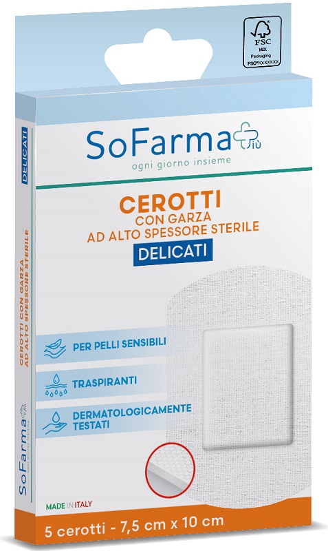 CEROTTO DELICATO 7,5X10 CM 5 PEZZI SOFARMAPIU' - Farmafamily.it