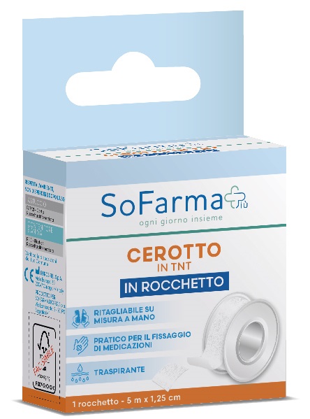 ROCCHETTO TESSUTO NON TESSUTO M 5X1,25 CM SOFARMAPIU' - Farmafamily.it