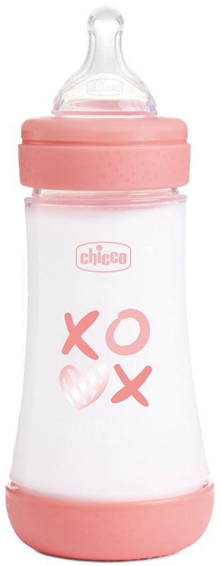 CHICCO BIBERON P5 240ML MED SILICONE GIRL - Farmafamily.it