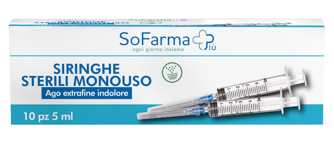 SIRINGA STERILE 5MM GAUGE 23 SOFARMAPIU' 10 PEZZI - Farmafamily.it