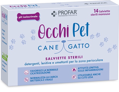 PROFAR OCCHI PET SALVIETTE DETERGENTI LENITIVE E UMETTANTI PER ZONA PERIOCULARE 14 PEZZI STERILI E MONOUSO - Farmafamily.it
