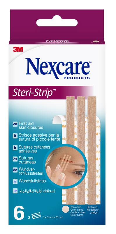 STRISCIA ADESIVA SUTURA PICCOLE FERITE NEXCARE STERI-STRIP CARNE 6X75 MM 6 PEZZI - Farmafamily.it