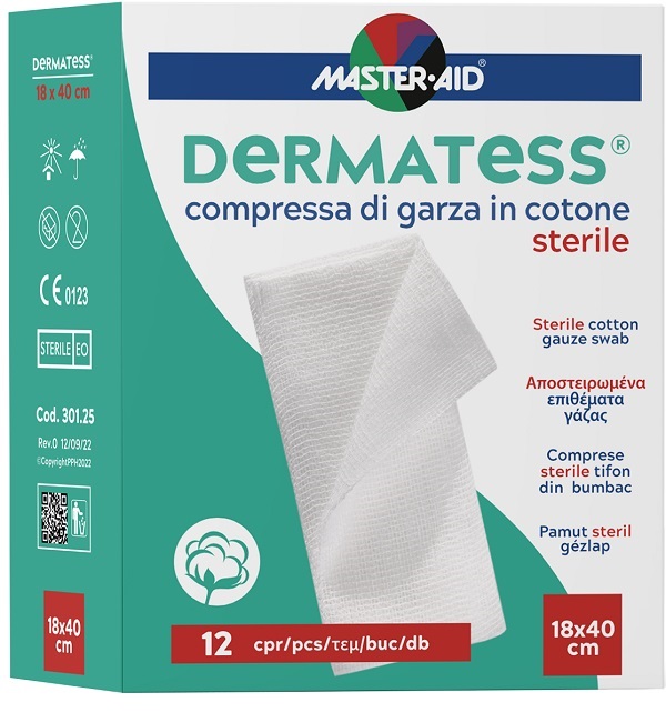 GARZA IDROFILA DERMATESS COTONE 18X40 12 PEZZI - Farmafamily.it