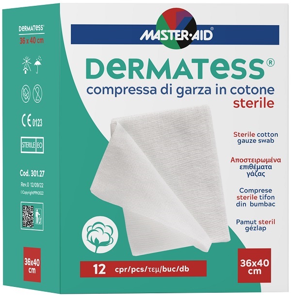 GARZA COMPRESSA DERMATESS IN COTONE 36X40CM 12 PEZZI - Farmafamily.it