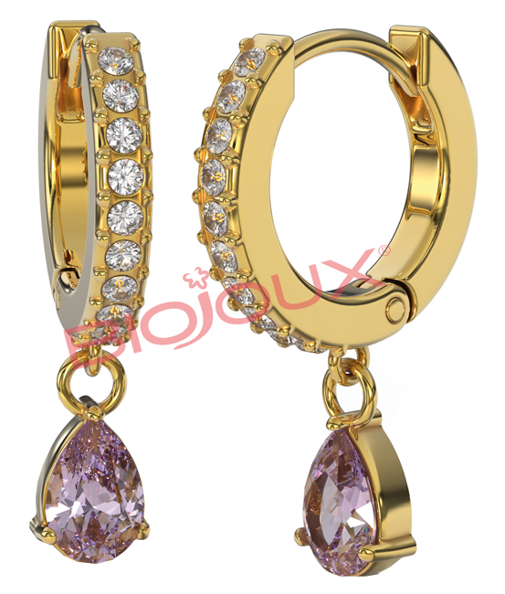 BJT317 ORECCHINO INES VIOLET 24MM STEEL GOLD PLATED - Farmafamily.it