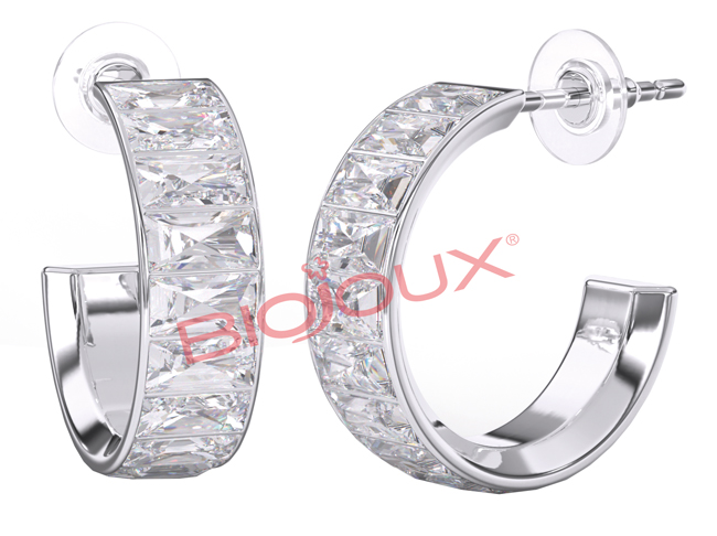 BJT327 ORECCHINO CLOE WHITE 22MM STEEL SILK - Farmafamily.it