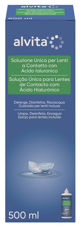 SOLUZIONE UNICA LENTI A CONTATTO CON ACIDO IALURONICO ALVITA 500 ML - Farmafamily.it
