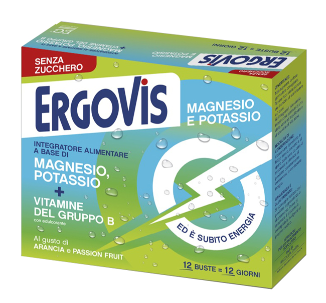 ERGOVIS MG+K VITAMINE B SENZA ZUCCHERO 12 BUSTINE - Farmafamily.it