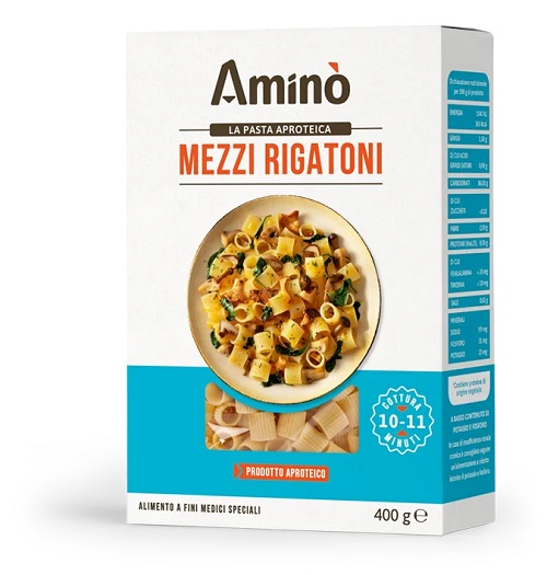 AMINO' MEZZI RIGATONI APROTEICI 400 G - Farmafamily.it