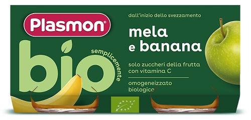PLASMON OMOGENEIZZATO BIO BANANA MELA 2 VASETTI X 80 G - Farmafamily.it