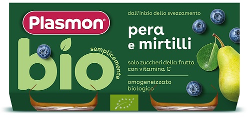 PLASMON OMOGENEIZZATO BIO PERA MIRTILLI 2 VASETTI X 80 G - Farmafamily.it