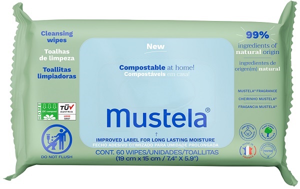 MUSTELA SALVIETTE COMPOSTABILI PROFUMATE 60 PEZZI - Farmafamily.it
