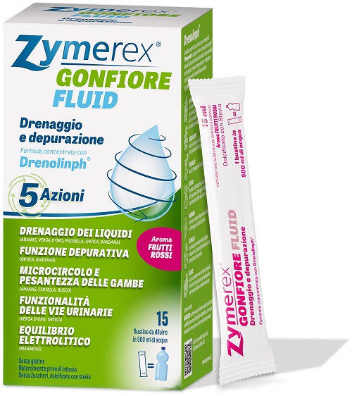 ZYMEREX GONFIORE FLUID FRUTTI ROSSI 15 BUSTINE - Farmafamily.it