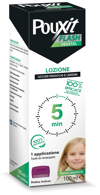 POUXIT FLASH VEGETAL LOZIONE PIDOCCHI E LENDINI 100 ML CON PETTINE - Farmafamily.it