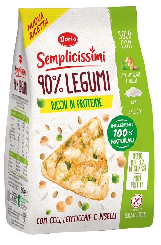 DORIA SEMPLICISSIMI SNACK 90% LEGUMI CECI-LENTICCHIE-PISELLI 60 G - Farmafamily.it