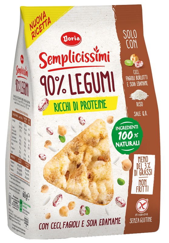 DORIA SEMPLICISSIMI SNACK 90% LEGUMI CECI-FAGIOLI-SOIA 60 G - Farmafamily.it