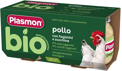 PLASMON BIO OMOGENEIZZATO POLLO CON FAGIOLINI E ZUCCHINE 2 PEZZI - Farmafamily.it