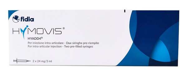 SIRINGA INTRA-ARTICOLARE PRERIEMPITA HYMOVIS HYADD4 ESADECILLAMIDE ACIDO IALURONICO 24MG/3ML 2 PEZZI DA 3 ML NON STERILIZZATO A ETO - Farmafamily.it