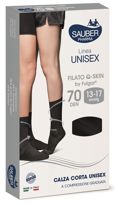SAUBER PHARMA UNISEX QSKIN CALZA CORTA 70 NERO LARGE - Farmafamily.it