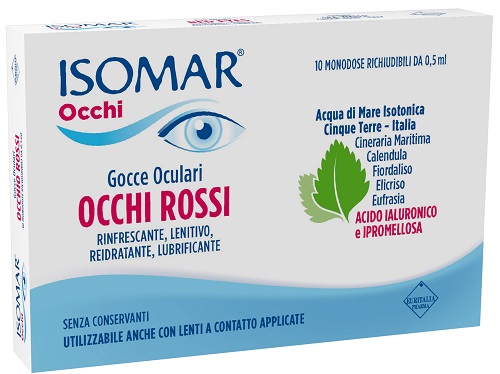 ISOMAR OCCHI ROSSI GOCCE OCULARI ACIDO IALURONICO 0,20% 10 FLACONCINI - Farmafamily.it