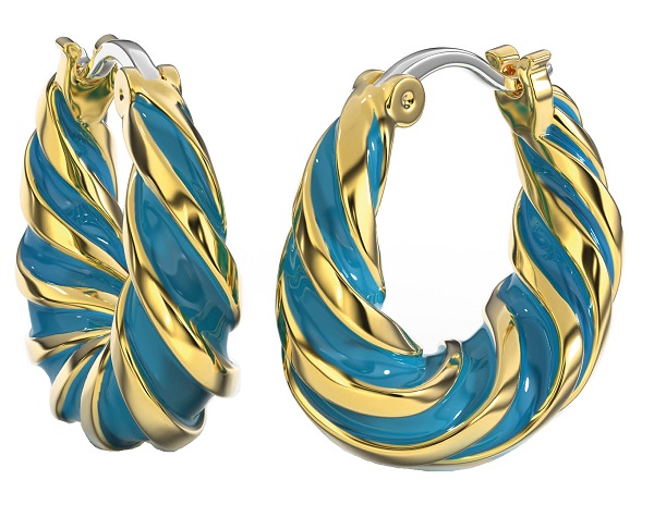 BJT366 ORECCHINO ALARA TURQUOISE GOLD PLATED - Farmafamily.it