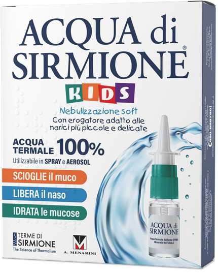 ACQUA DI SIRMIONE KIDS NEBULIZZAZIONE SOFT ACQUA TERMALE 100% 6 FLACONCINI PLURIDOSE X 15 ML - Farmafamily.it