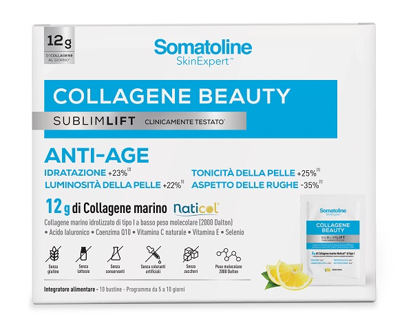 SOMATOLINE COLLAGENE BEAUTY SUBLIMLIFT 10 BUSTINE GUSTO LIMONE SENZA GLUTINE SENZA LATTOSIO - Farmafamily.it