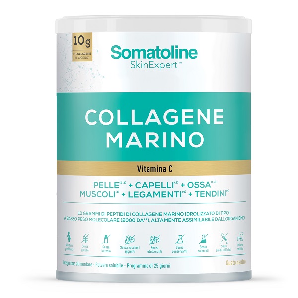 SOMATOLINE COLLAGENE MARINO 258 G SENZA GLUTINE SENZA LATTOSIO SENZA ZUCCHERI AGGIUNTI SENZA EDULCORANTI - Farmafamily.it