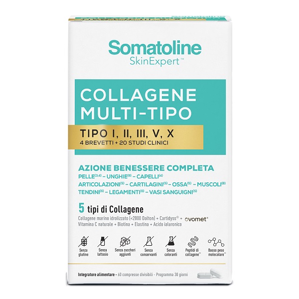 SOMATOLINE COLLAGENE MULTI TIPO 60 COMPRESSE SENZA GLUTINE SENZA LATTOSIO SENZA ZUCCHERI AGGIUNTI - Farmafamily.it