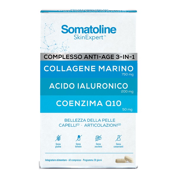 SOMATOLINE COMPLESSO ANTI AGE 3IN1 60 COMPRESSE SENZA GLUTINE SENZA LATTOSIO - Farmafamily.it