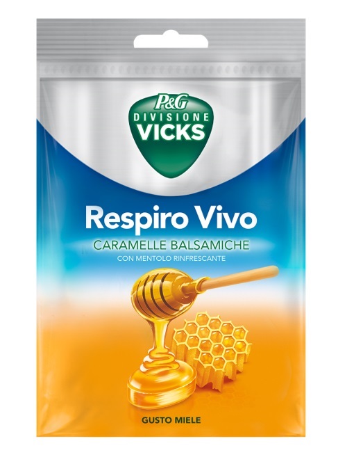 VICKS RESPIRO VIVO CARAMELLE BALSAMICHE MIELE 72 G CON EDULCORANTI - Farmafamily.it
